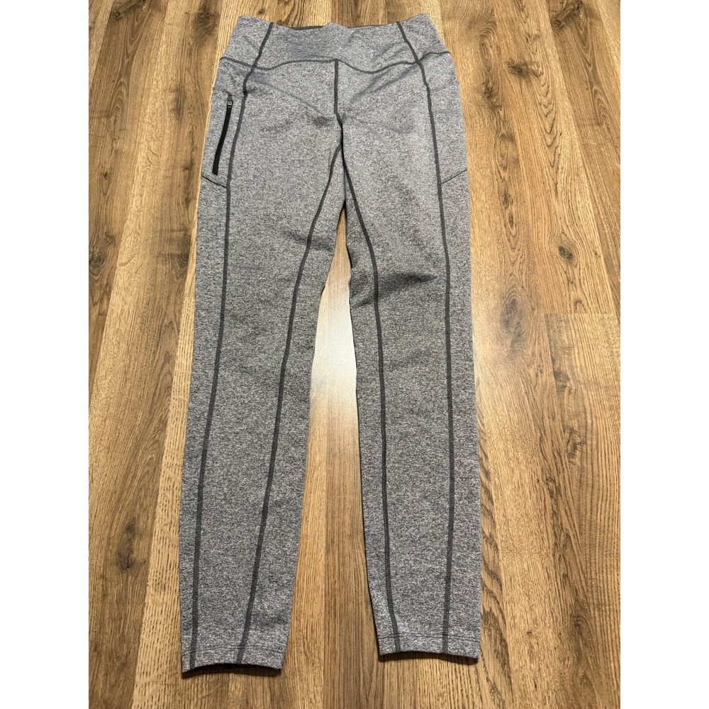 Eddie Bauer Leggings Womens Size M Gray Athletic Pants Zipper Pocket High Rise